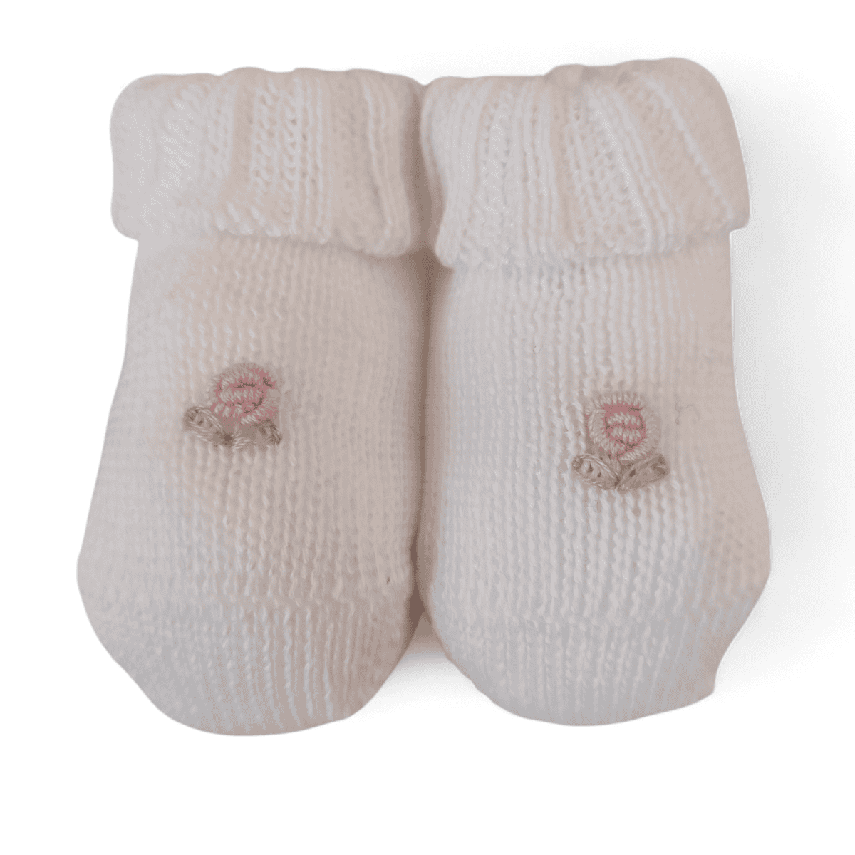 Babbucce in filo di cotone con ricamo roselline