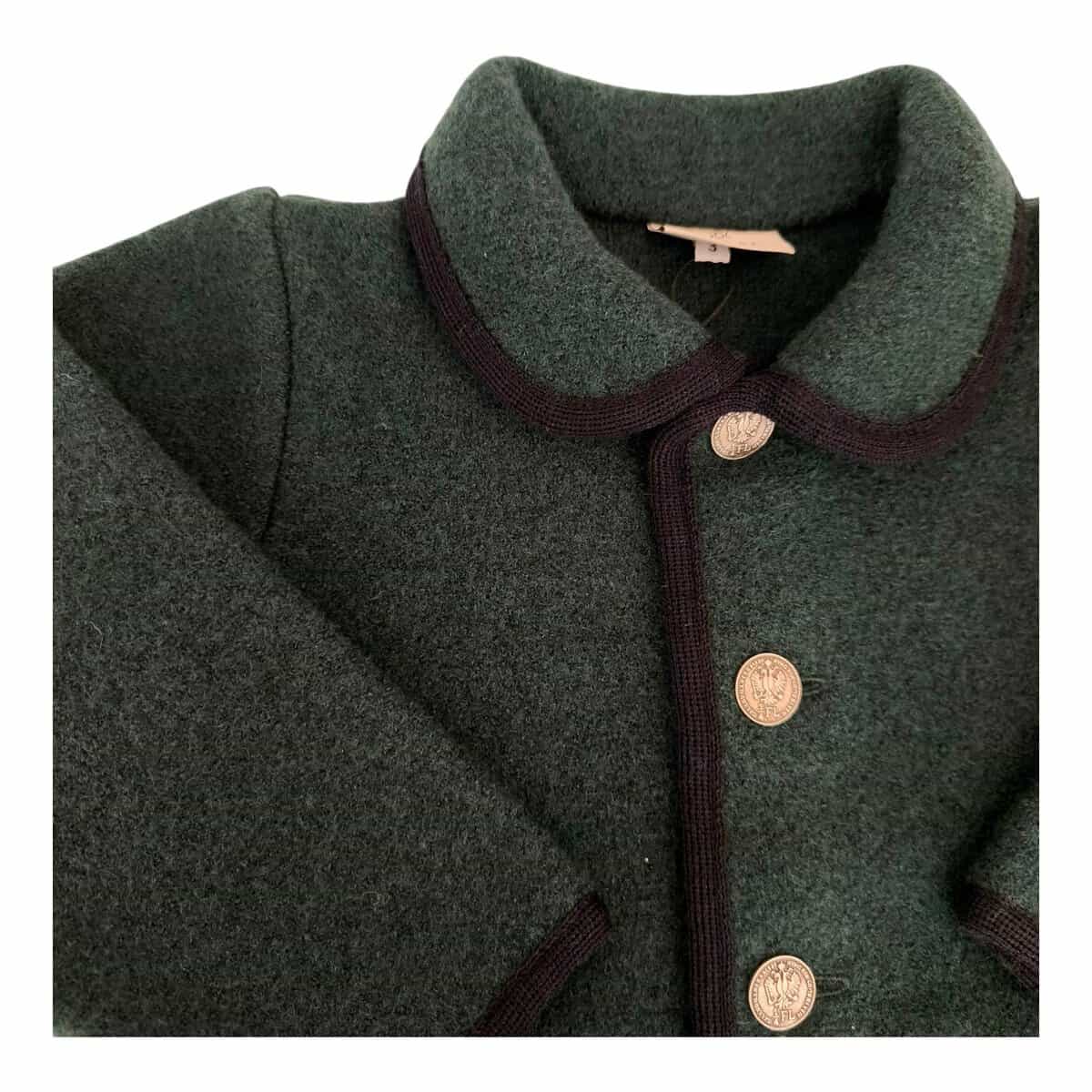 Giacca in lana cotta verde con profili blu - immagine 2