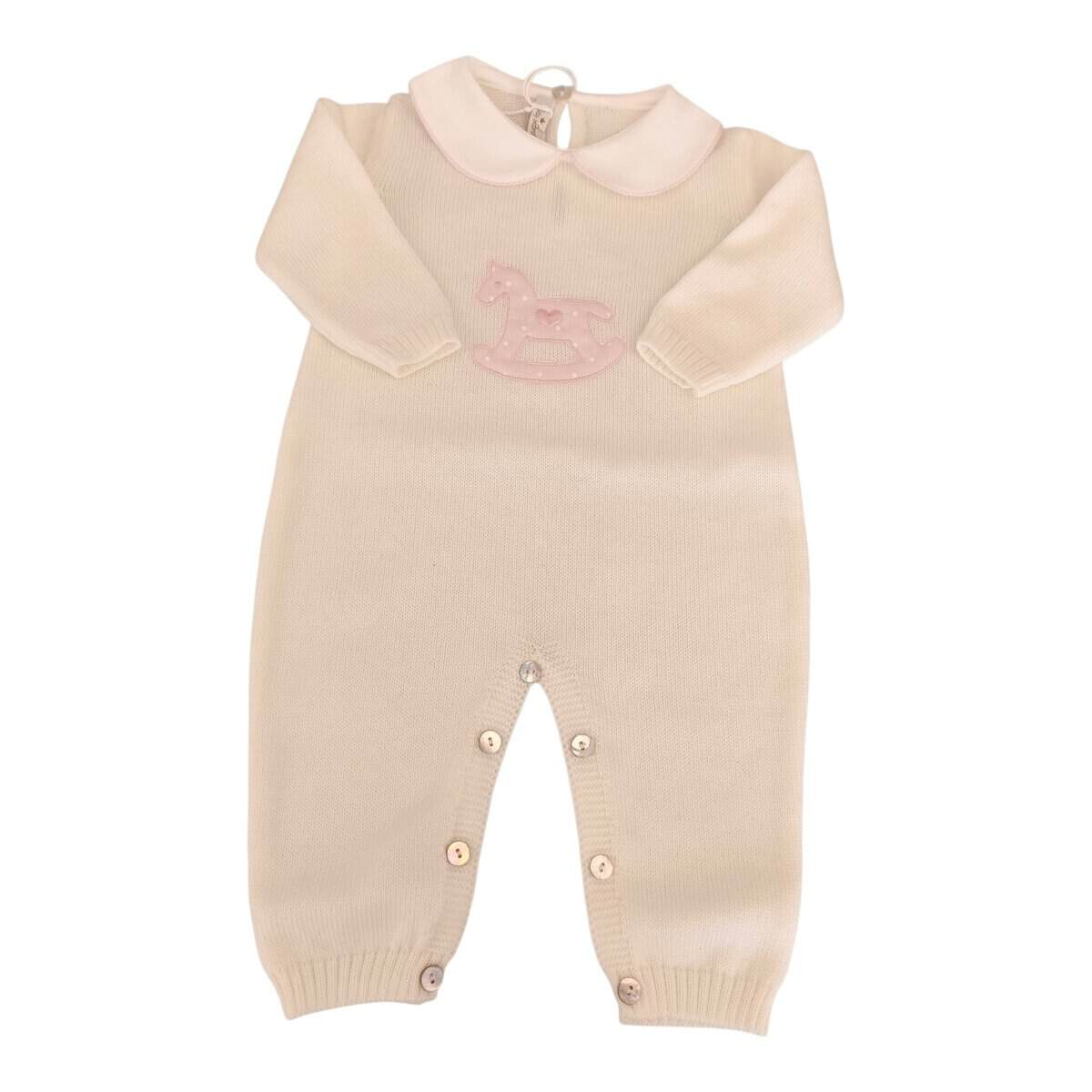 Tutina in pura lana con cavallino pois rosa