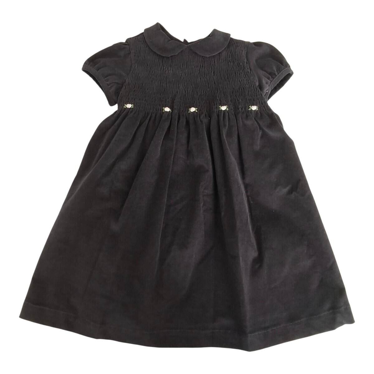 Abito in velluto millerighe con smock e ricamo - immagine 2