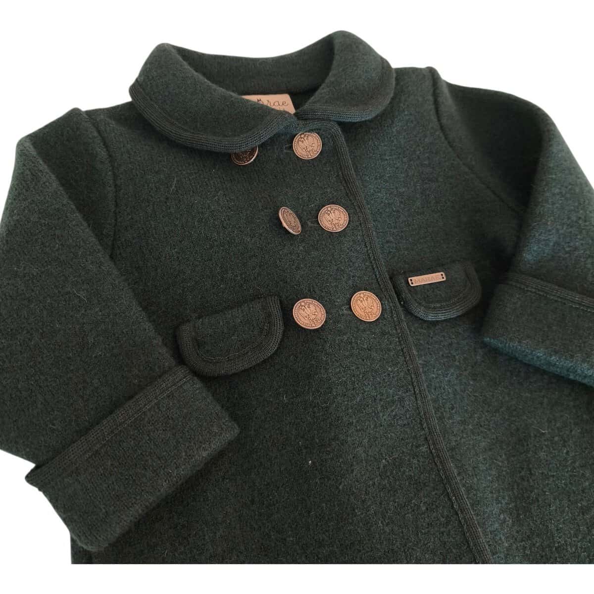 Cappotto verde doppiopetto in lana cotta con martingala