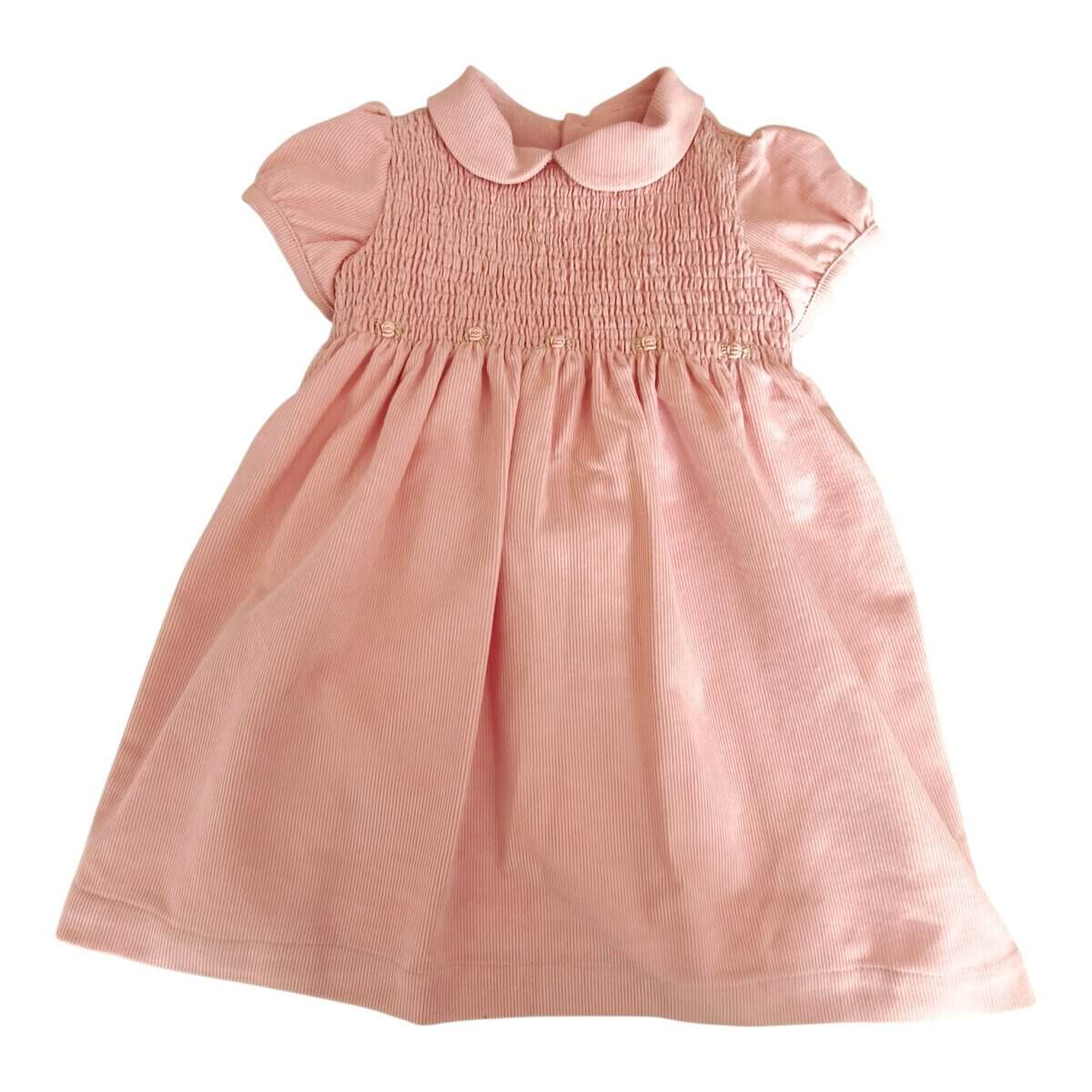 Abito in velluto millerighe con smock e ricamo - immagine 2