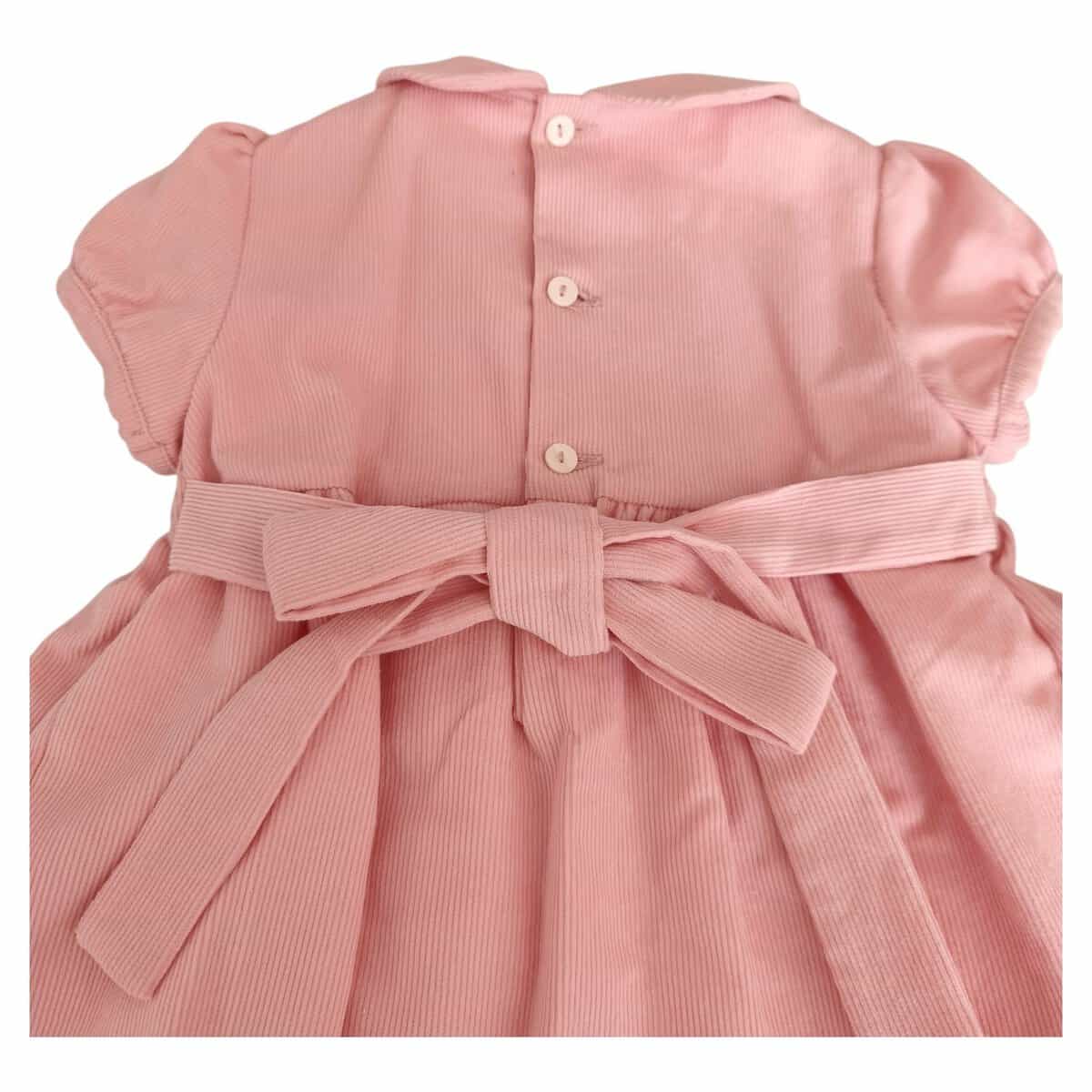 Abito in velluto millerighe con smock e ricamo - immagine 3
