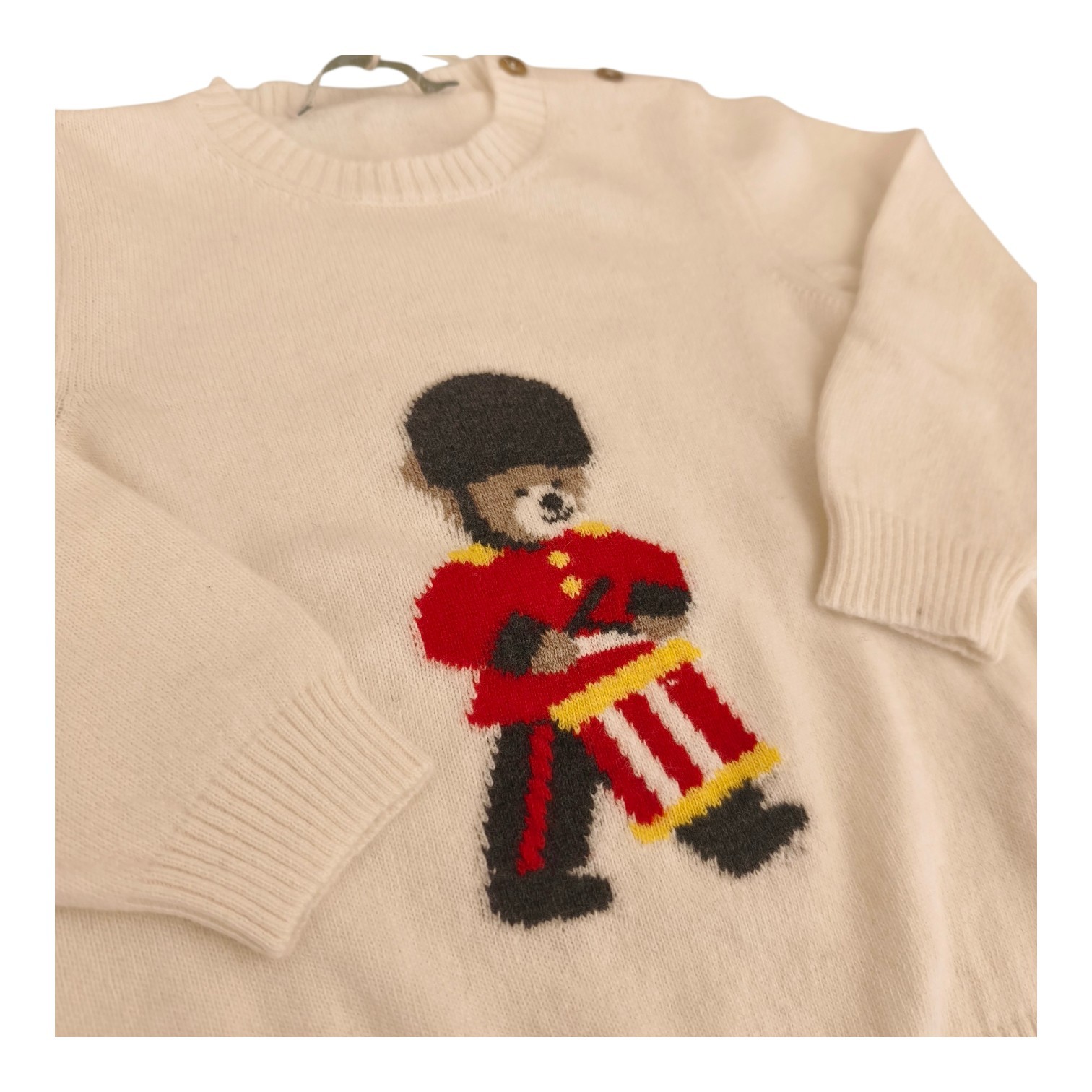 Maglioncino girocollo in lana cashmere con soldatino - immagine 2