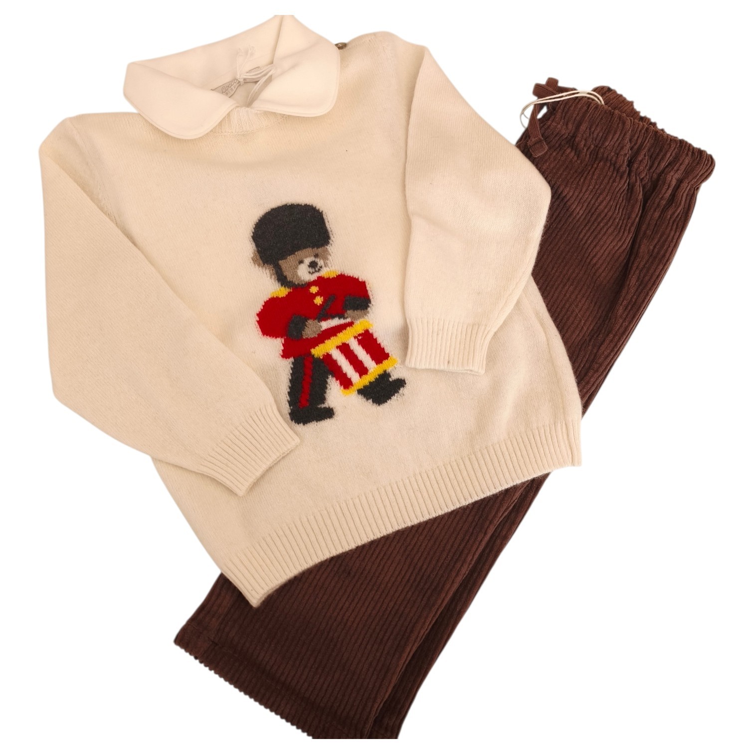 Maglioncino girocollo in lana cashmere con soldatino - immagine 3